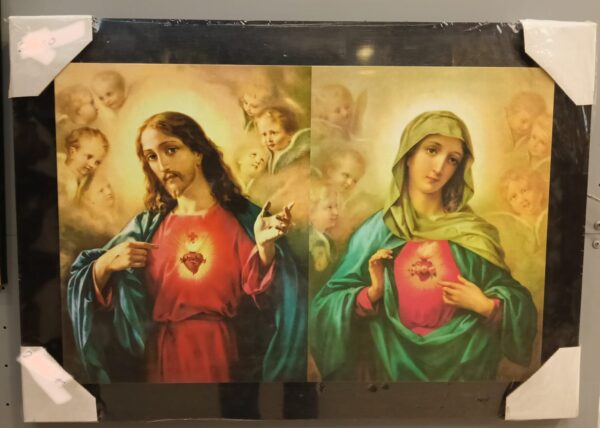 Frame sacred heart of Jesus and Mary