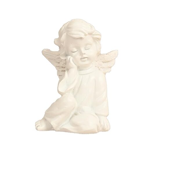 Resin Small White Sitting Angel Statue Idol for Home | Prayer Room | Bed Room | Shelf | Mantel | Gifting and Decoration, White, 2.9 Inches (A0122) - Image 3