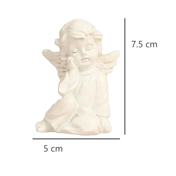 Resin Small White Sitting Angel Statue Idol for Home | Prayer Room | Bed Room | Shelf | Mantel | Gifting and Decoration, White, 2.9 Inches (A0122) - Image 4