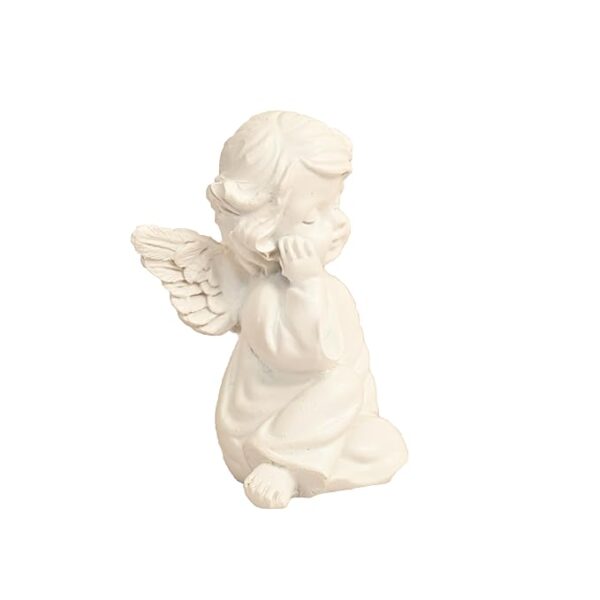 Resin Small White Sitting Angel Statue Idol for Home | Prayer Room | Bed Room | Shelf | Mantel | Gifting and Decoration, White, 2.9 Inches (A0122) - Image 6