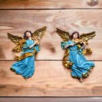 Resin Heavenly Angels, Guardian Angels Wall Hanging Idols Perfect for Home and Altar, Multicolor Set of 2, 10 Inch