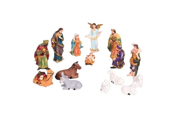 15 pcs Nativity Set | Crib Set Perfect for Christmas Gifting|Decor ( Pack - Mary,Joseph,Baby Jesus, Angel, 3 Wise Men,Shepherd, 7 Animals (3 Inch (Multi,A0139)) - Image 4