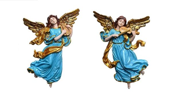 Resin Heavenly Angels, Guardian Angels Wall Hanging Idols Perfect for Home and Altar, Multicolor Set of 2, 10 Inch - Image 3