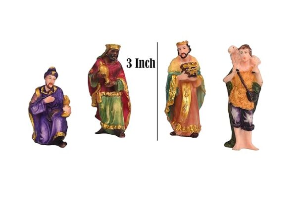 15 pcs Nativity Set | Crib Set Perfect for Christmas Gifting|Decor ( Pack - Mary,Joseph,Baby Jesus, Angel, 3 Wise Men,Shepherd, 7 Animals (3 Inch (Multi,A0139)) - Image 3