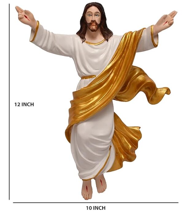 Risen Jesus Christ A0042 Idol & showpiece for Gifting & Decoration Purpose (Gold & White) (3 x 10 x12 Inches) - Image 3