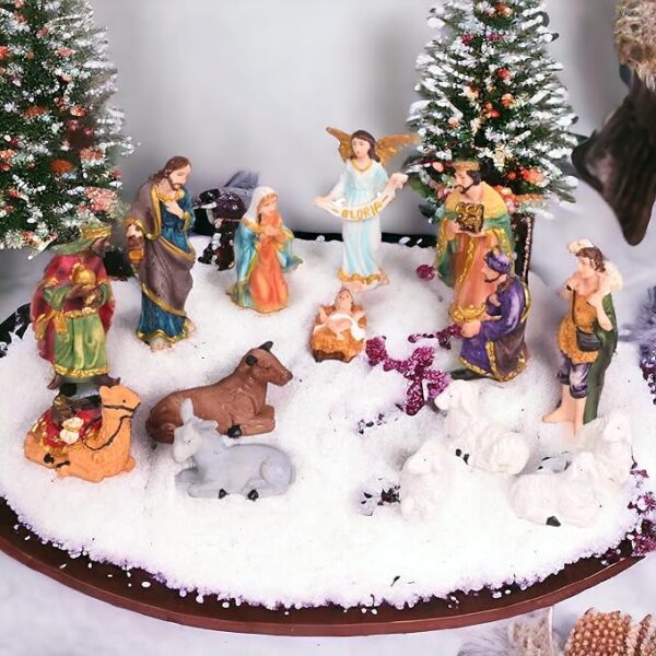 15 pcs Nativity Set | Crib Set Perfect for Christmas Gifting|Decor ( Pack - Mary,Joseph,Baby Jesus, Angel, 3 Wise Men,Shepherd, 7 Animals (3 Inch (Multi,A0139)) - Image 6