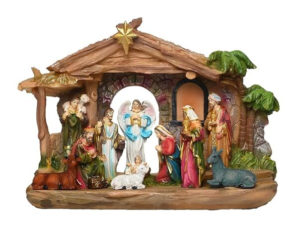 Nativity Set | Crib Set Perfect for Christmas Gifting | Decor (Pack - Mary,Joseph,Baby Jesus, Angel, 3 Wise Men,Shepherd, 7 Animals (6 in (Crib House with Set)), Multicolor 11 Pcs - Image 5