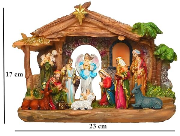 Nativity Set | Crib Set Perfect for Christmas Gifting | Decor (Pack - Mary,Joseph,Baby Jesus, Angel, 3 Wise Men,Shepherd, 7 Animals (6 in (Crib House with Set)), Multicolor 11 Pcs - Image 2