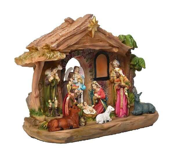 Nativity Set | Crib Set Perfect for Christmas Gifting | Decor (Pack - Mary,Joseph,Baby Jesus, Angel, 3 Wise Men,Shepherd, 7 Animals (6 in (Crib House with Set)), Multicolor 11 Pcs - Image 3