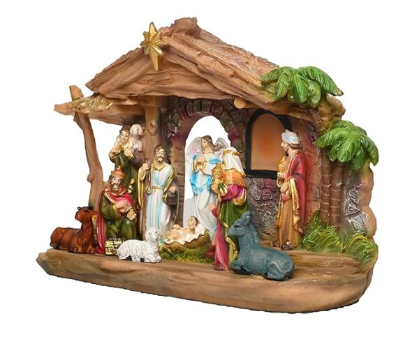 Nativity Set | Crib Set Perfect for Christmas Gifting | Decor (Pack - Mary,Joseph,Baby Jesus, Angel, 3 Wise Men,Shepherd, 7 Animals (6 in (Crib House with Set)), Multicolor 11 Pcs - Image 4