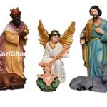 Resin Crib Set Idol Statue for Christmas Nativity Scene, Pack - Crib House, Mary, Joseph, Baby Jesus, Angel, 3 Wise Men, The Shepherd, 7 Animals, Set of 15, 10 Inch