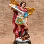 Resin St Michael The Archangel Statue Idol Perfect for Home, Office, Prayer Room, Gifting and Decoration Multicolor, 6 x 11 x 20 Cm
